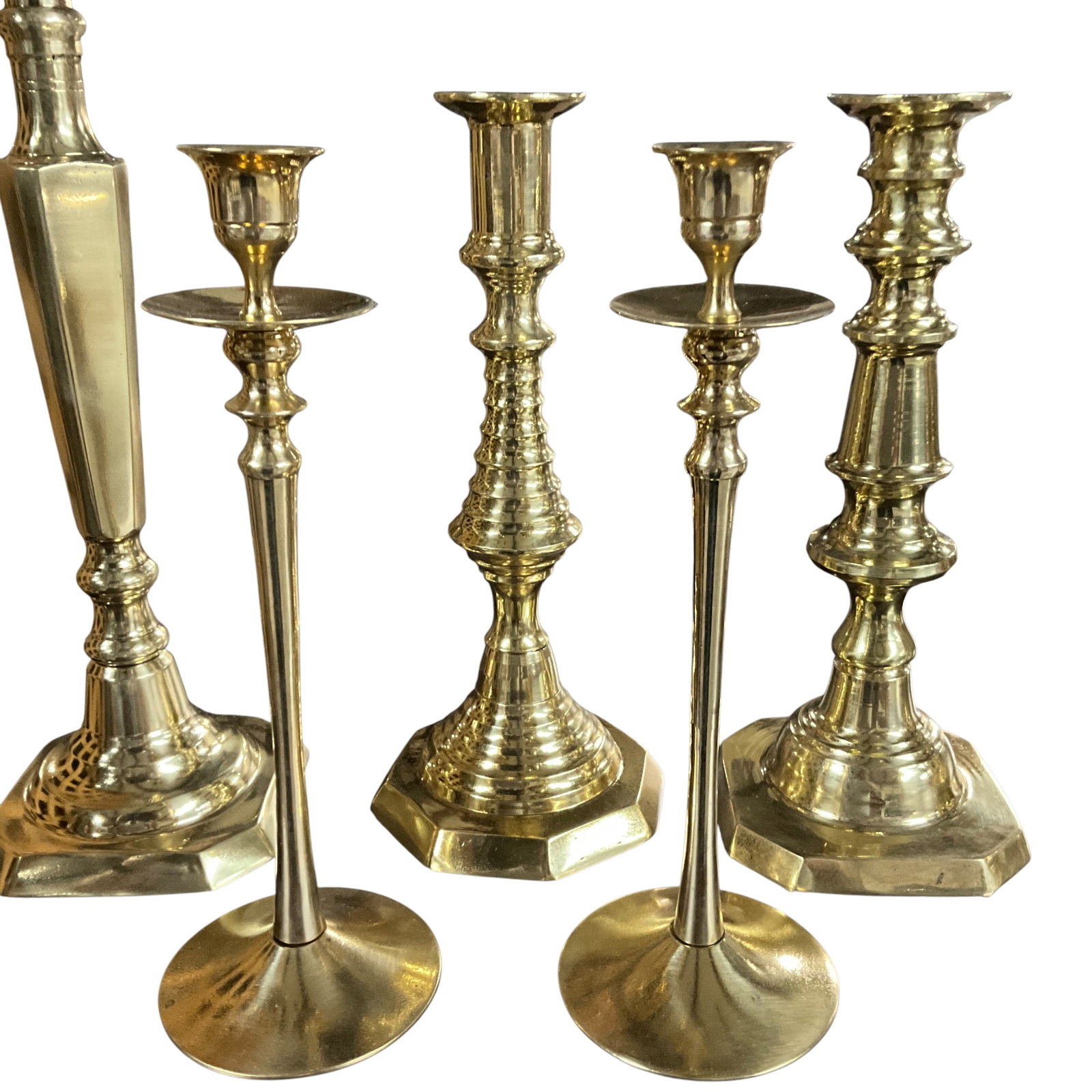 Five Assorted Brass Candlesticks - 4