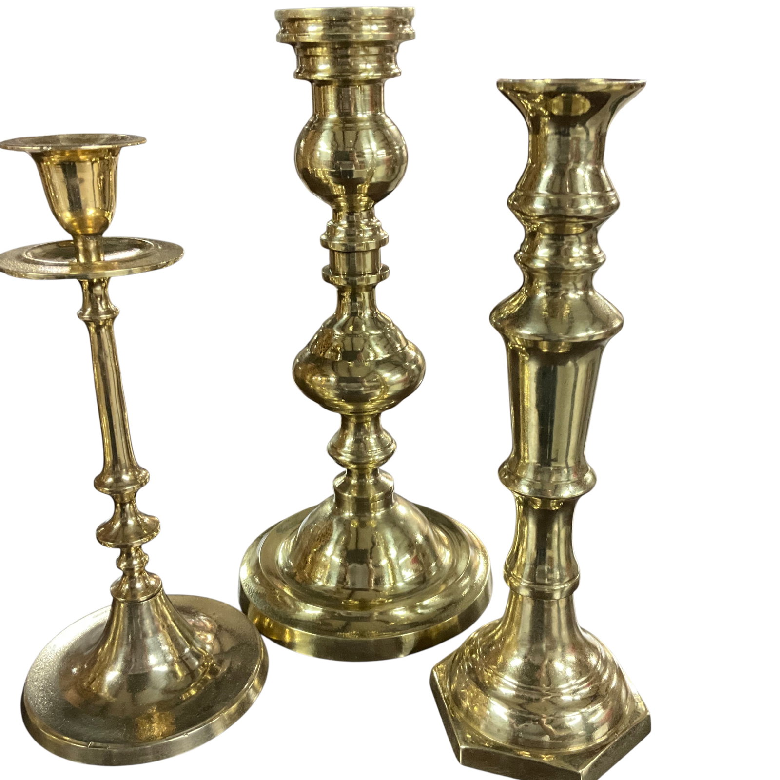 Five Assorted Brass Candlesticks - 2