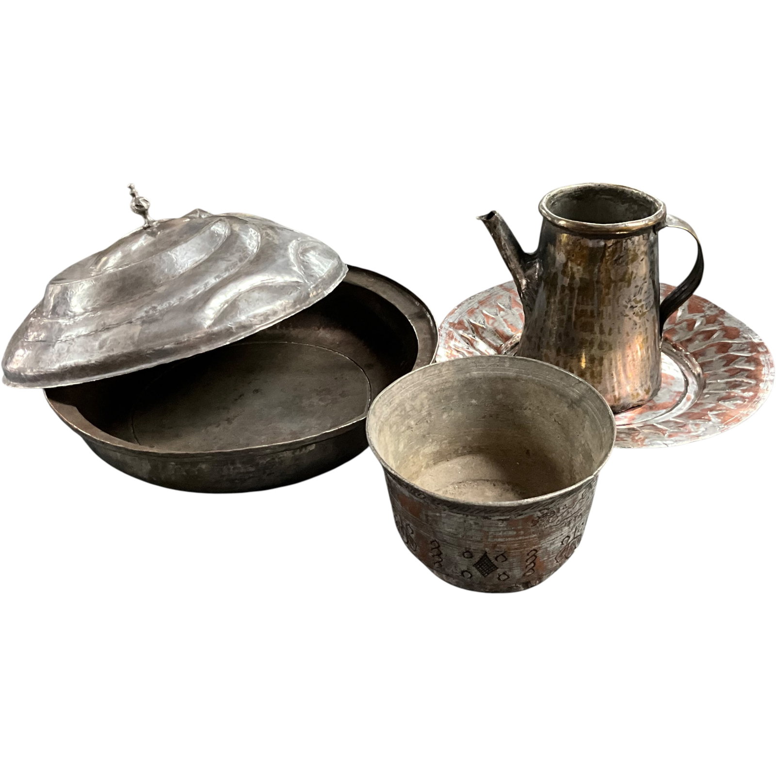 Middle Eastern Tinned Copper Servingware Group - 2
