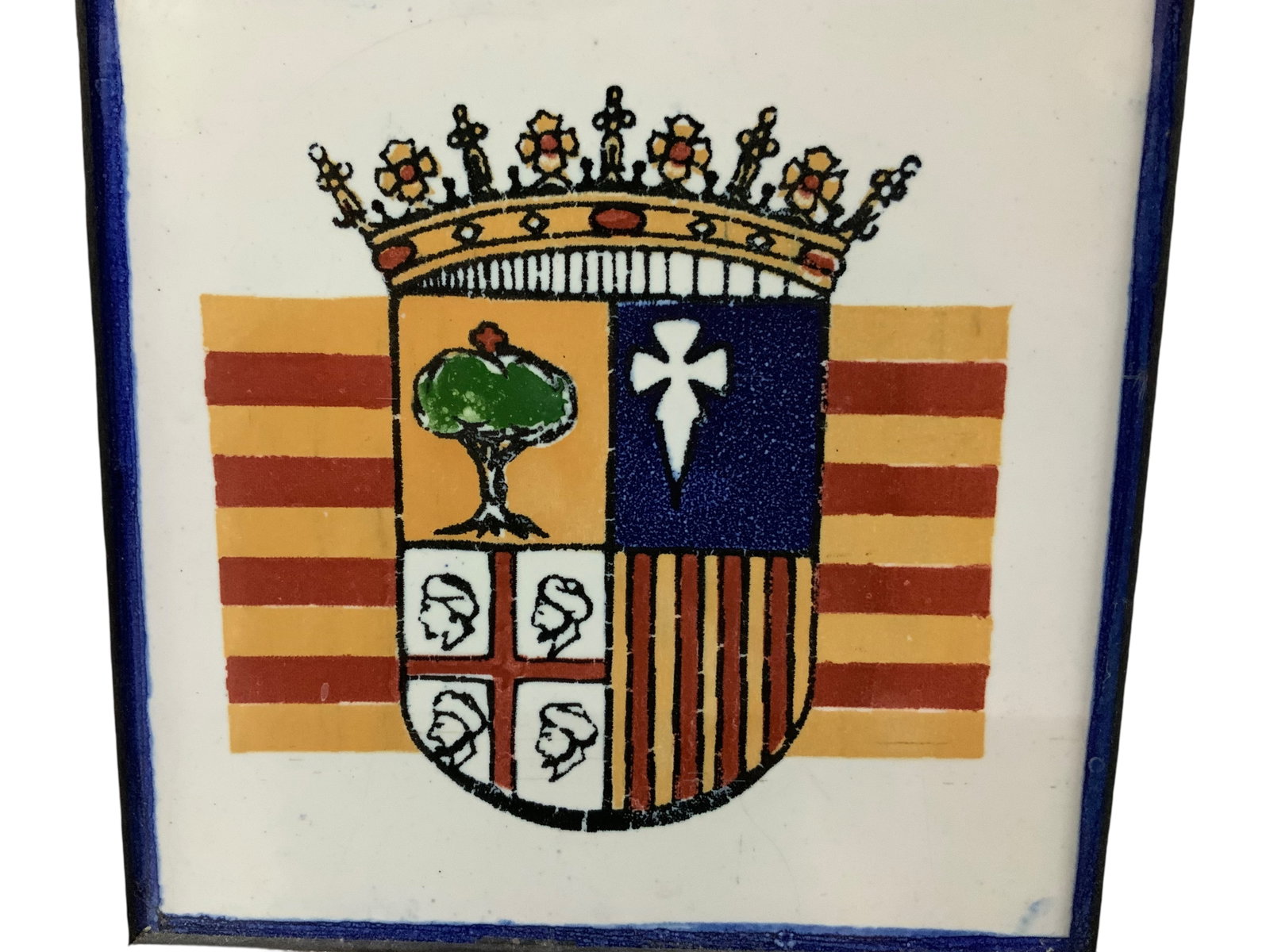 Framed Hand-Painted Heraldic Ceramic Tile - 2