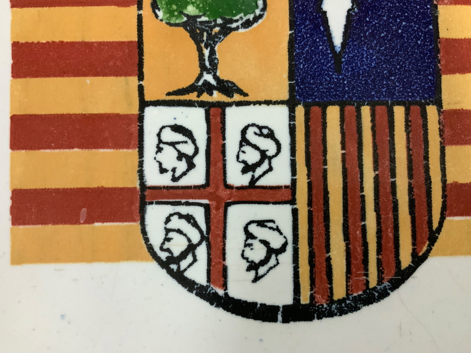 Framed Hand-Painted Heraldic Ceramic Tile - 4