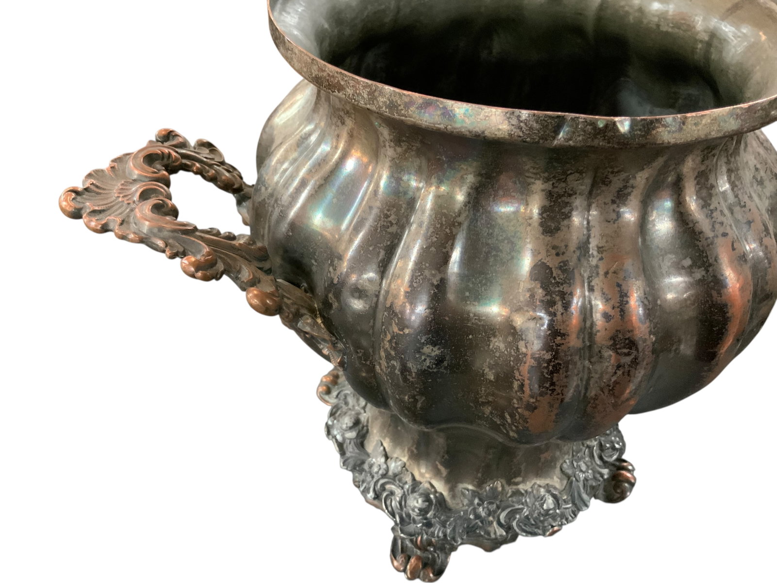 Silverplate Rose Repoussé Two-Handled Urn - 4