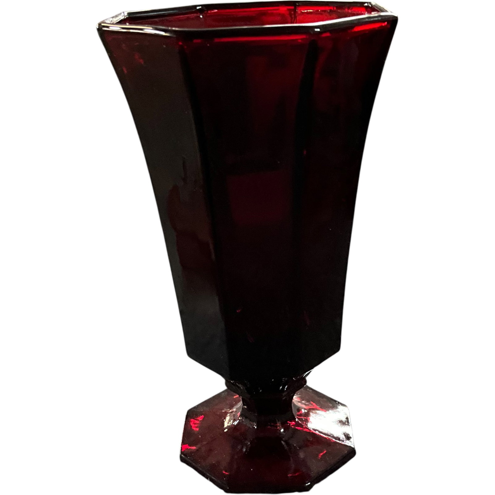 Set of 8 Ruby Red Octagonal Glass Goblets - 3