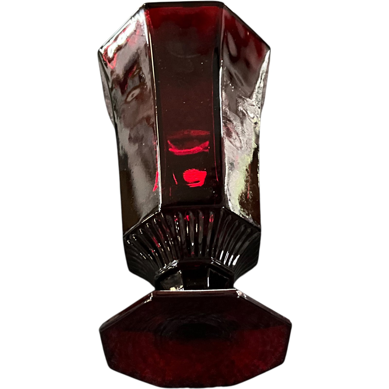 Set of 8 Ruby Red Octagonal Glass Goblets - 4