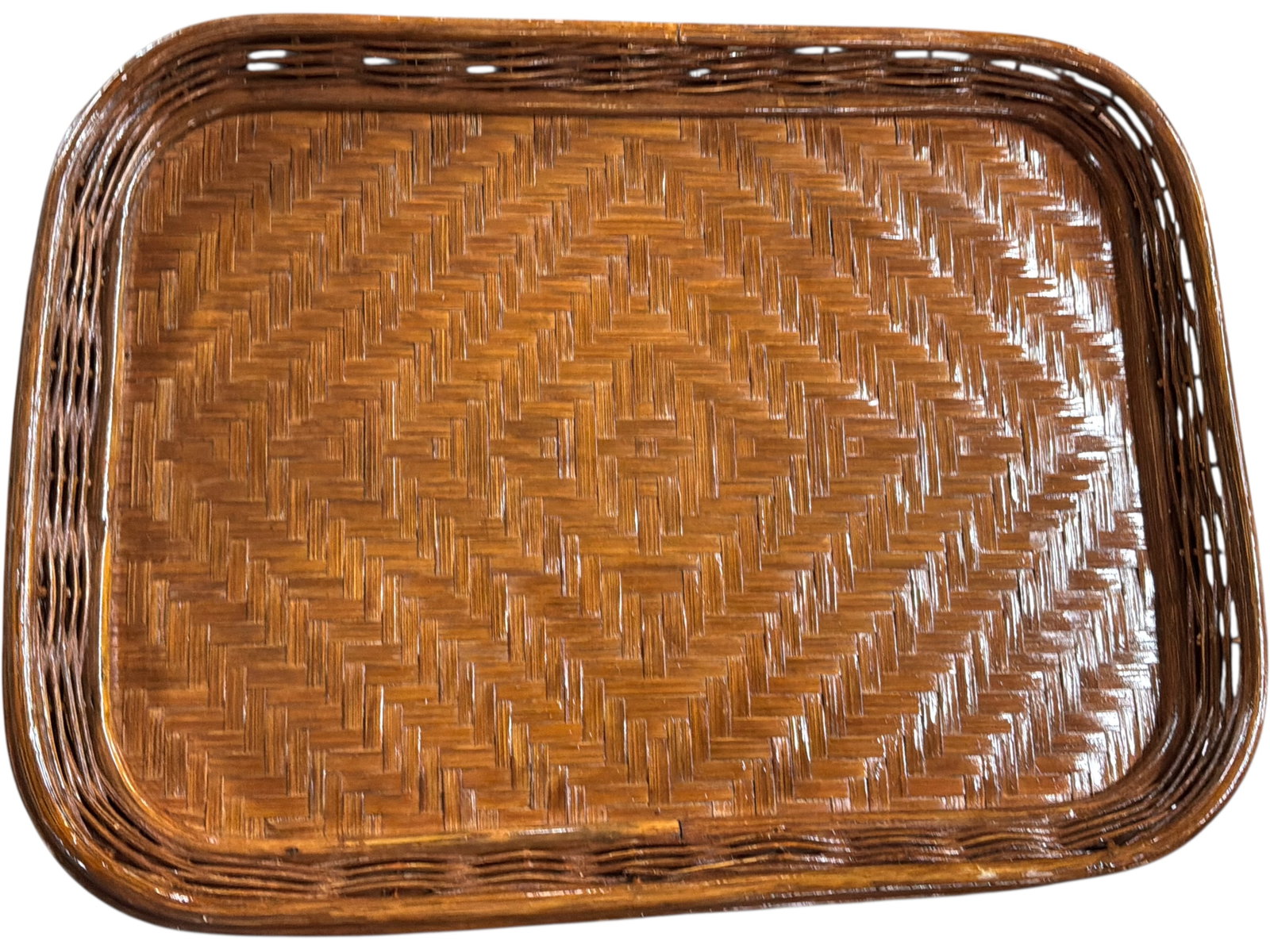 Woven Rattan Rectangular Serving Tray - 2