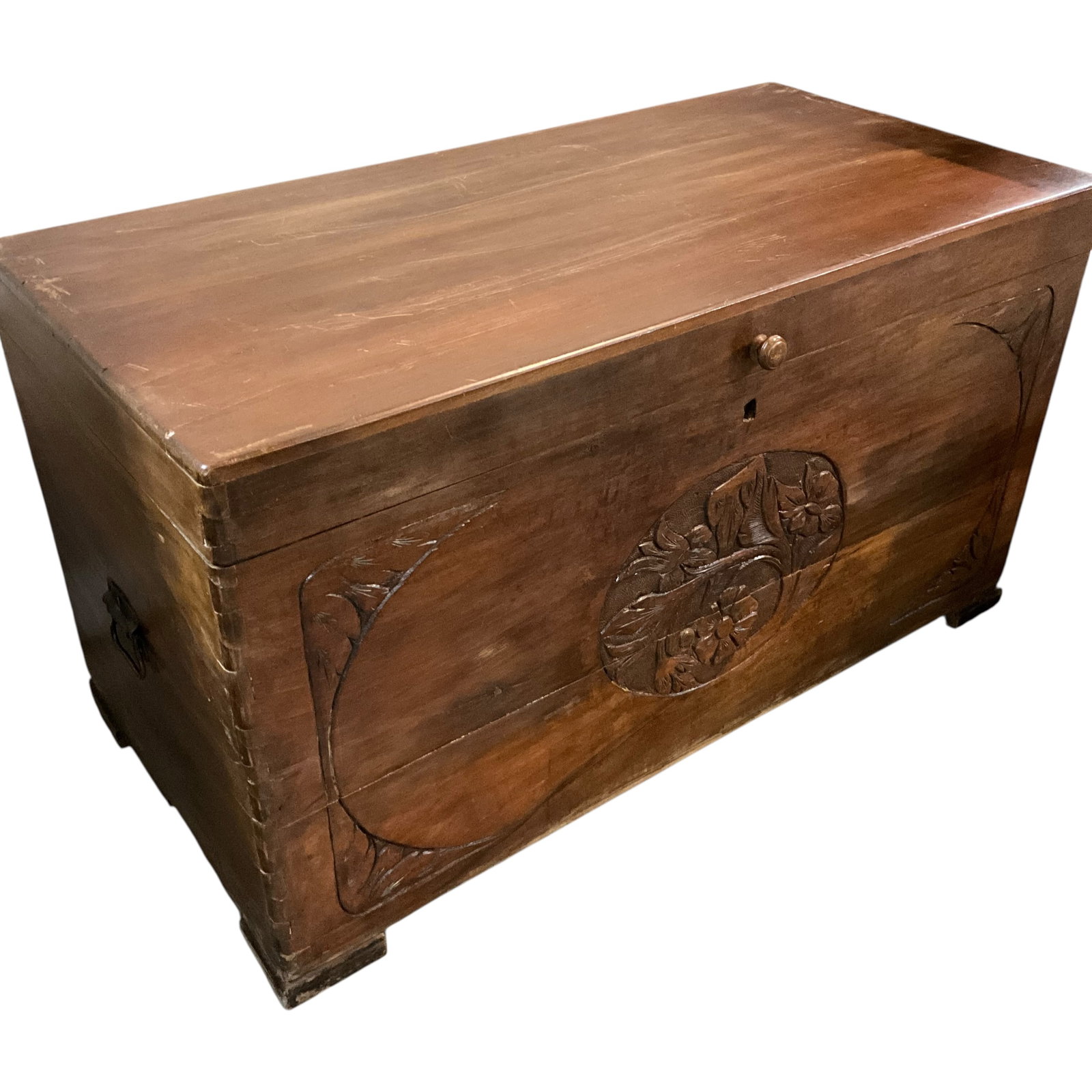 Carved Front Rustic Storage Chest - 2