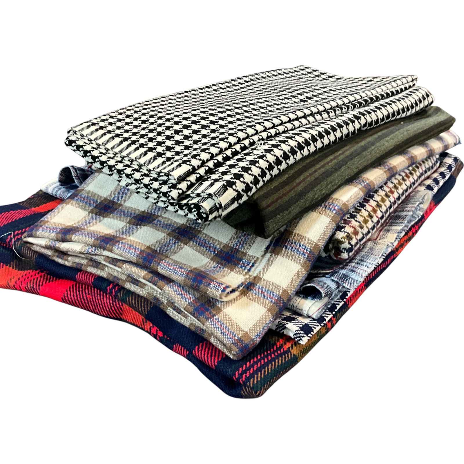 Vintage Plaid & Houndstooth Fabric Remnants: Bid with confidence, we now offer economical in-house shipping! Just select self-arranged shipping during checkout and we will handle packing and shipping for you.Assorted lot of woven fabric