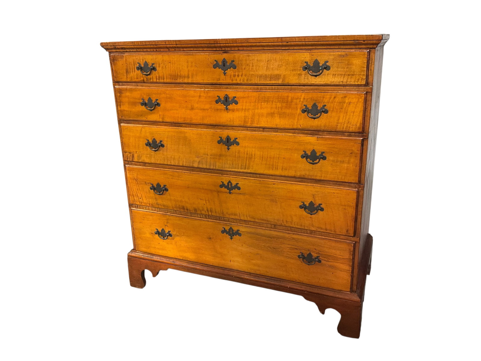 Antique Tiger Maple Five-Drawer Chest - 3