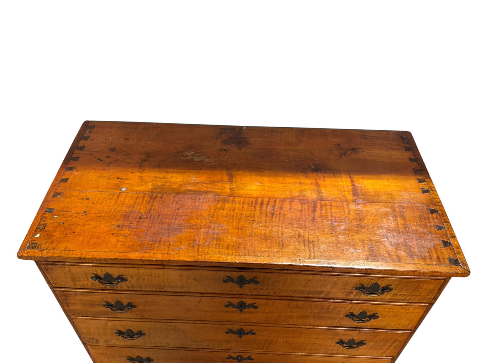 Antique Tiger Maple Five-Drawer Chest - 4