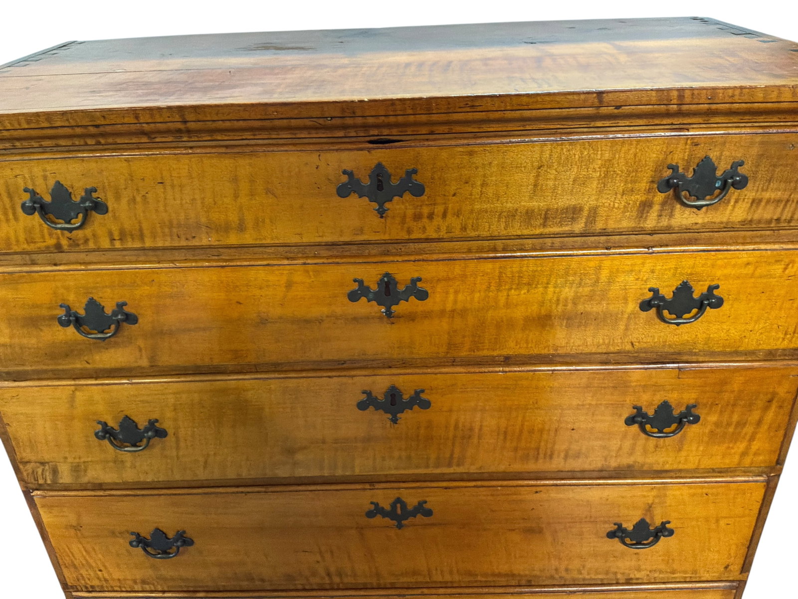 Antique Tiger Maple Five-Drawer Chest - 5