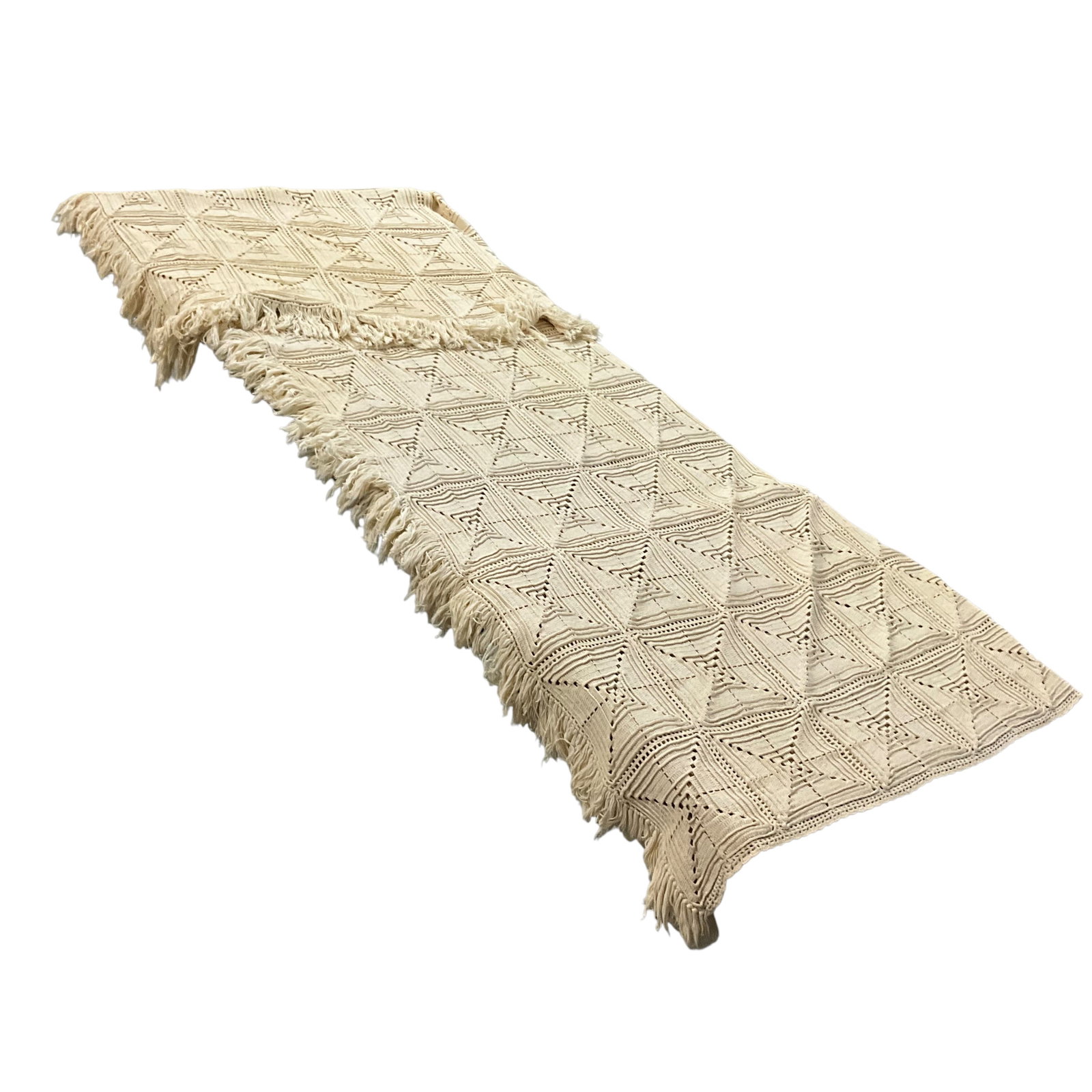 Hand-Crocheted Ecru Cotton Bedspread (1 of 5)
