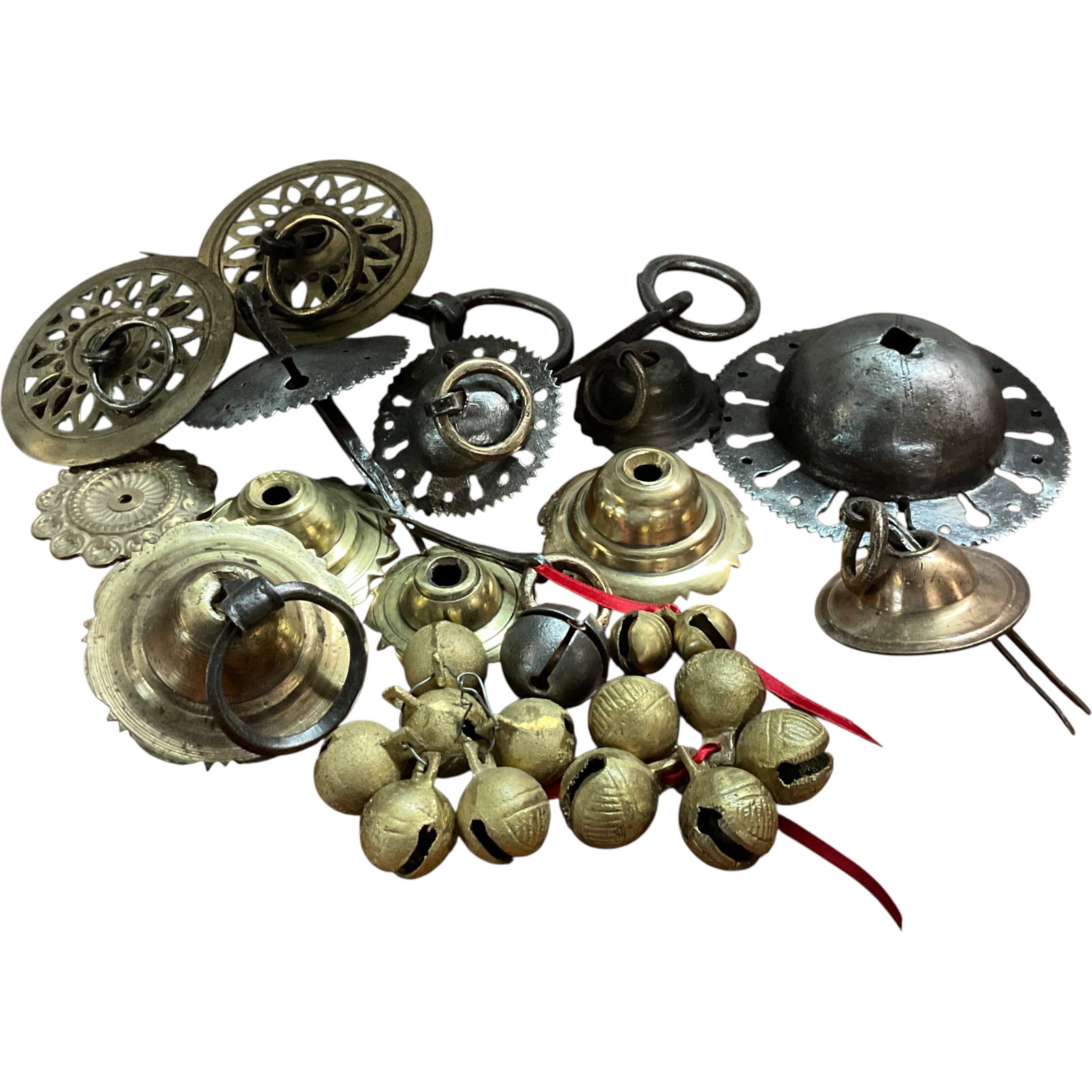 Assorted Antique Brass Harness Bells and Hardware: Bid with confidence, we now offer economical in-house shipping! Just select self-arranged shipping during checkout and we will handle packing and shipping for you.Assorted group of antique and