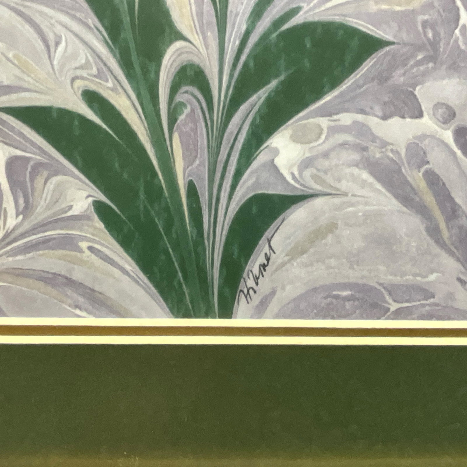 Signed Marbled Paper Tulip Artwork - 4