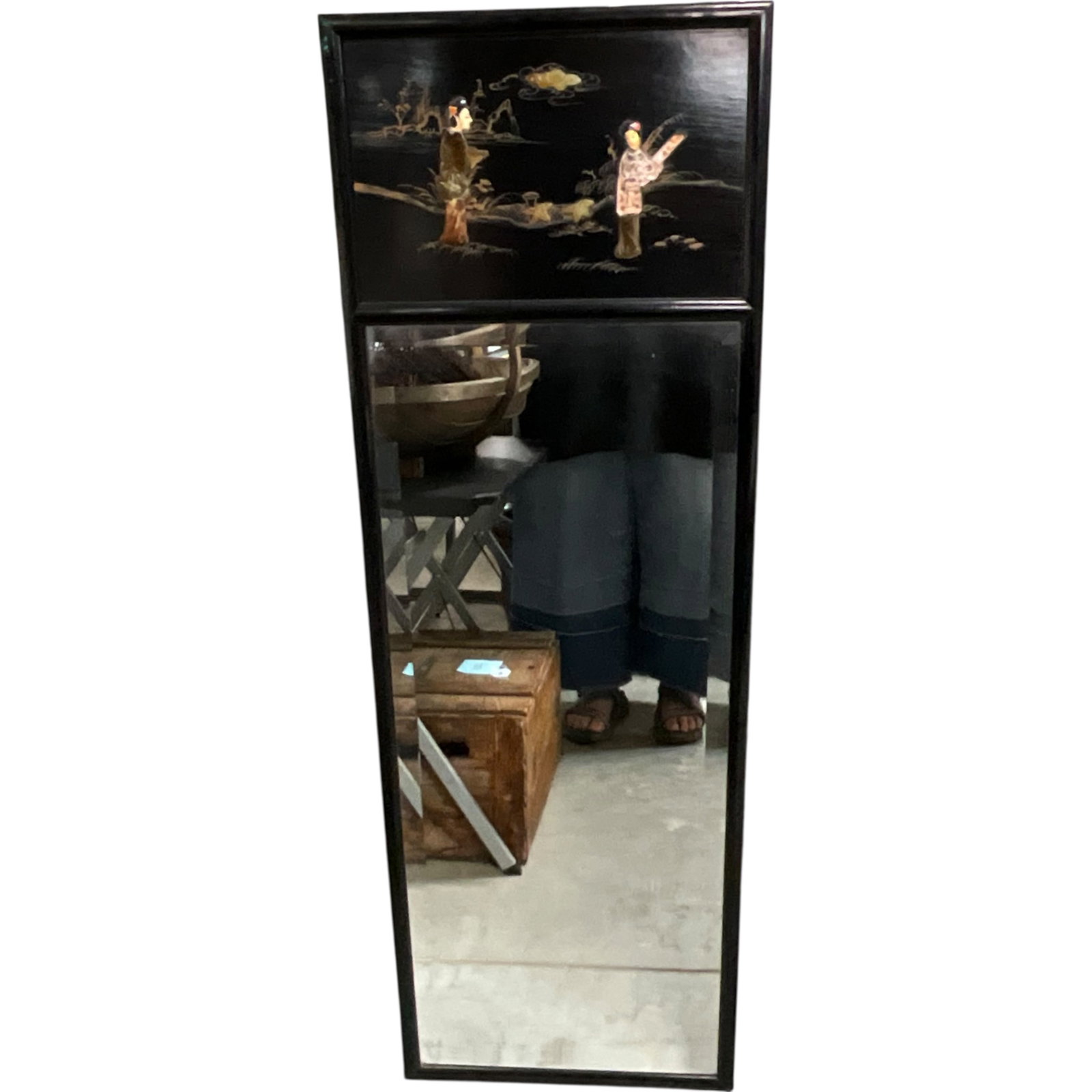 Asian Style Black Lacquer Pier Mirror - 2