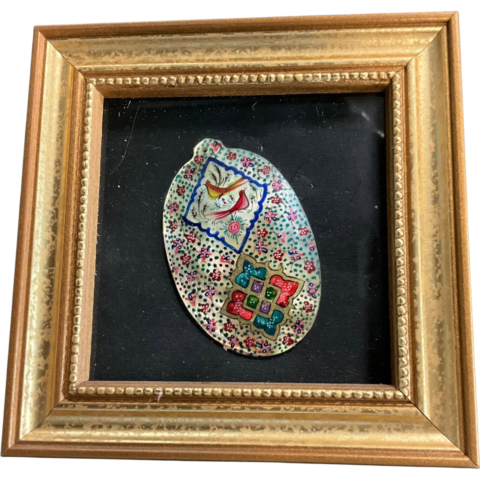 Three Framed Persian-Style Painted Shell Plaques - 4