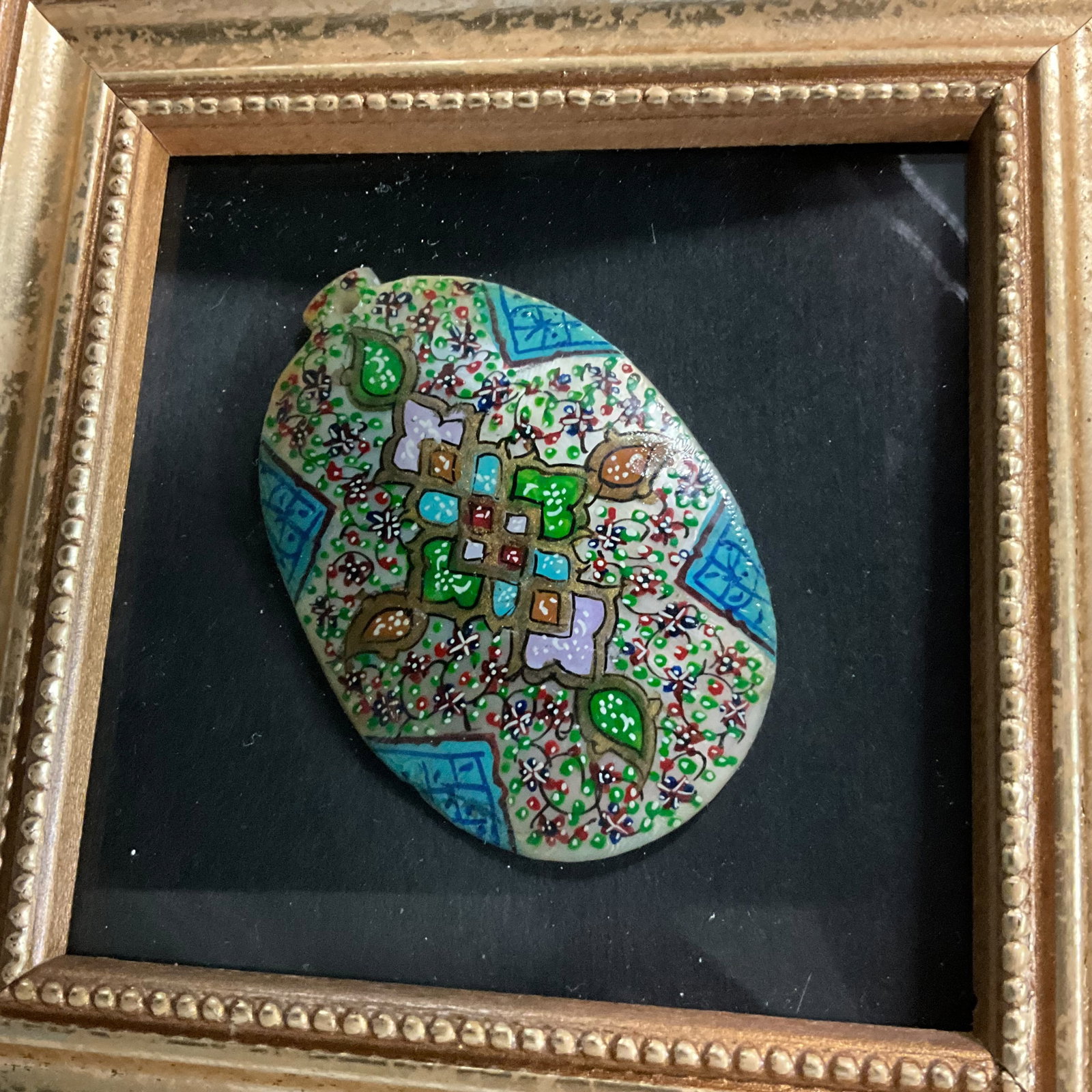 Three Framed Persian-Style Painted Shell Plaques - 7