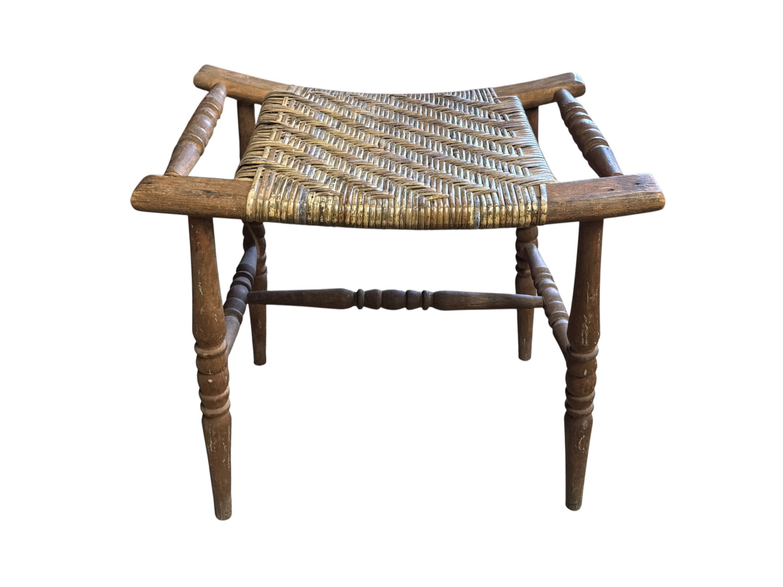 Turned Wood Rush Seat Stool (1 of 6)