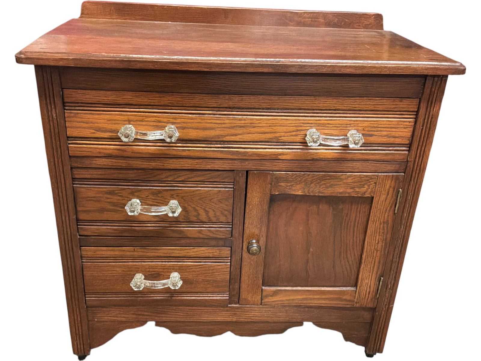 Oak Washstand Cabinet with Glass Pulls (1 of 7)