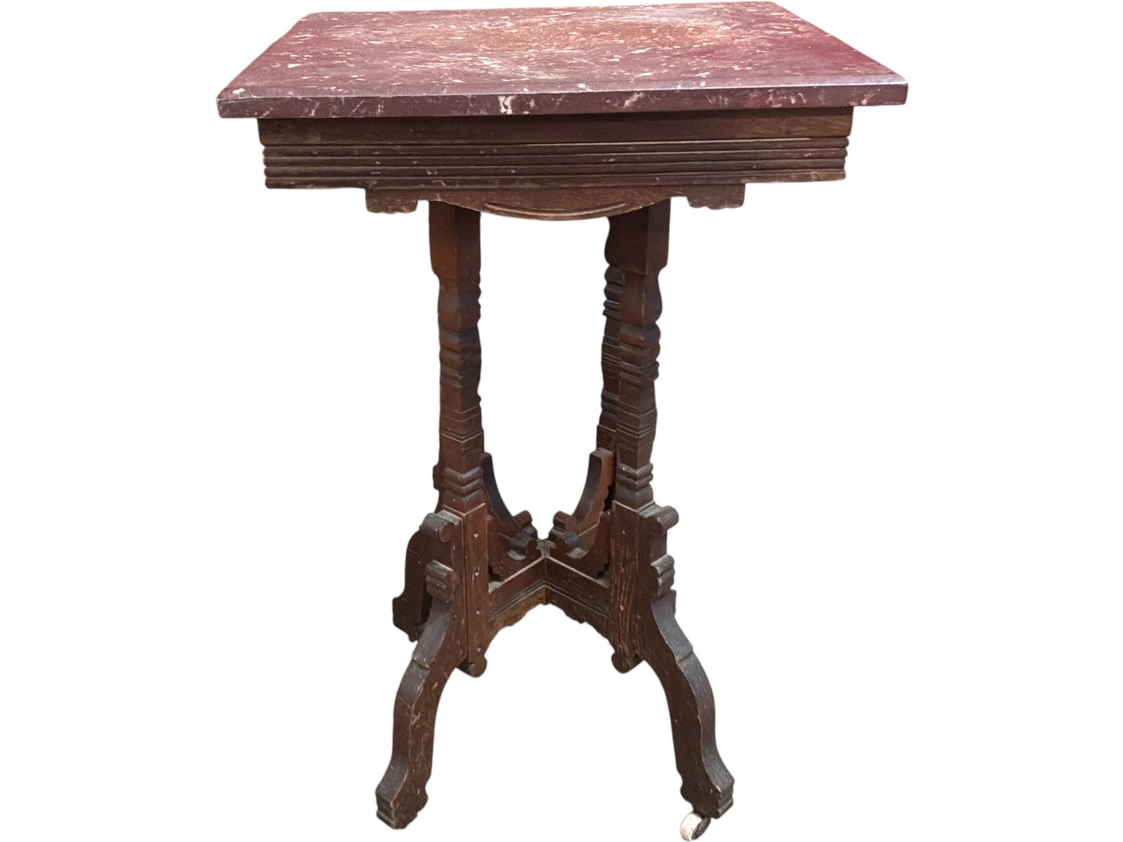 Victorian Marble Top Folding Table Base: Bid with confidence, we now offer economical in-house shipping! Just select self-arranged shipping during checkout and we will handle packing and shipping for you.Victorian-style table with a rectangu