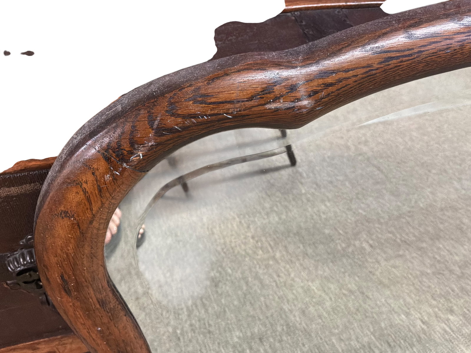 Oak Framed Beveled Wall Mirror - 2