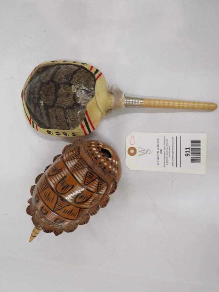 1 TURTLE SHELL RATTLE & 1 ARMADILLO RATTLE (1 of 2)
