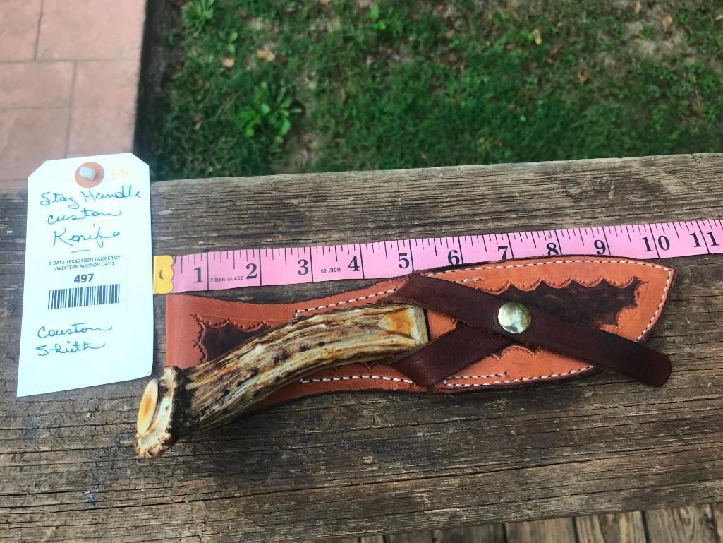 NEW Custom- Hand made Stag handled knife with awesome (1 of 3)
