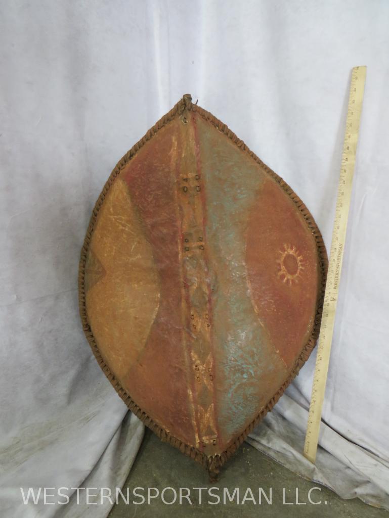 Painted African Leather Shield ODDITY: TAXIDERMY
