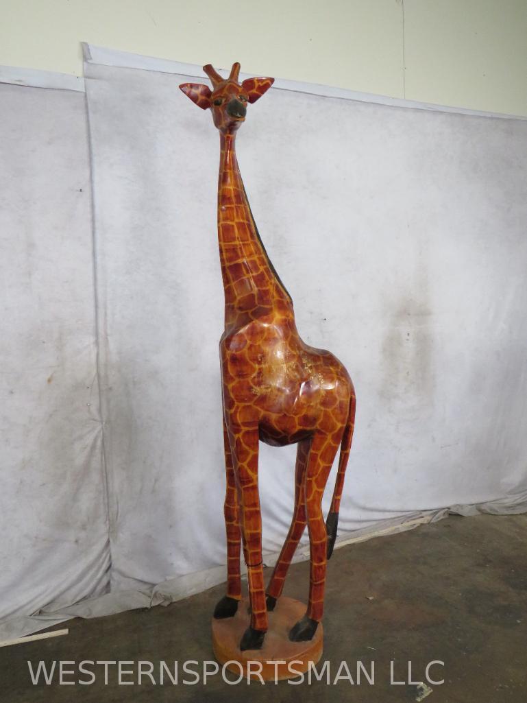 92"T Carved Wooden Giraffe Statue  DECOR (1 of 4)