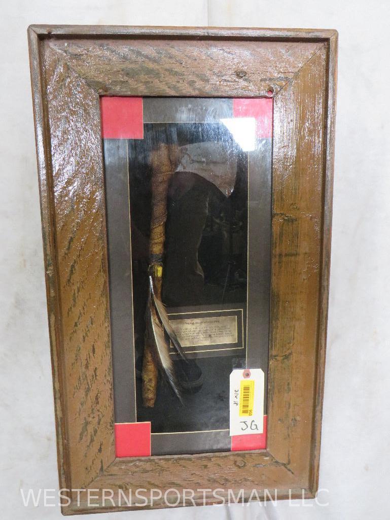 Metal Head Tomahawk in Shadowbox 31"x18": TAXIDERMY