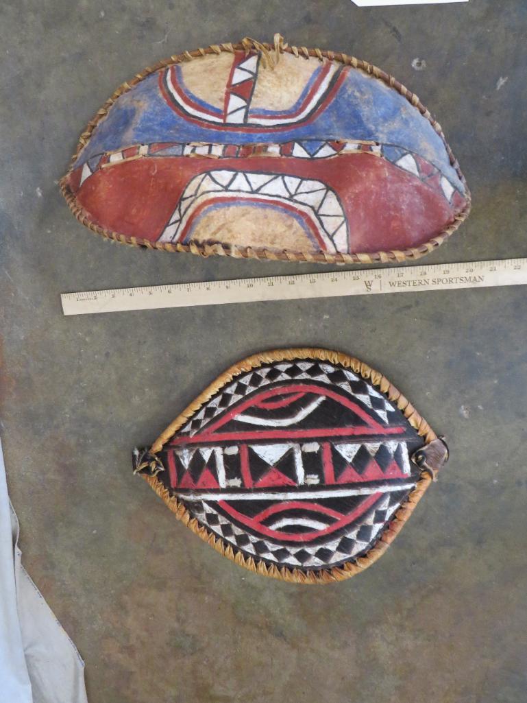 2 Leather Painted Shields (ONE$) DECOR: TAXIDERMY