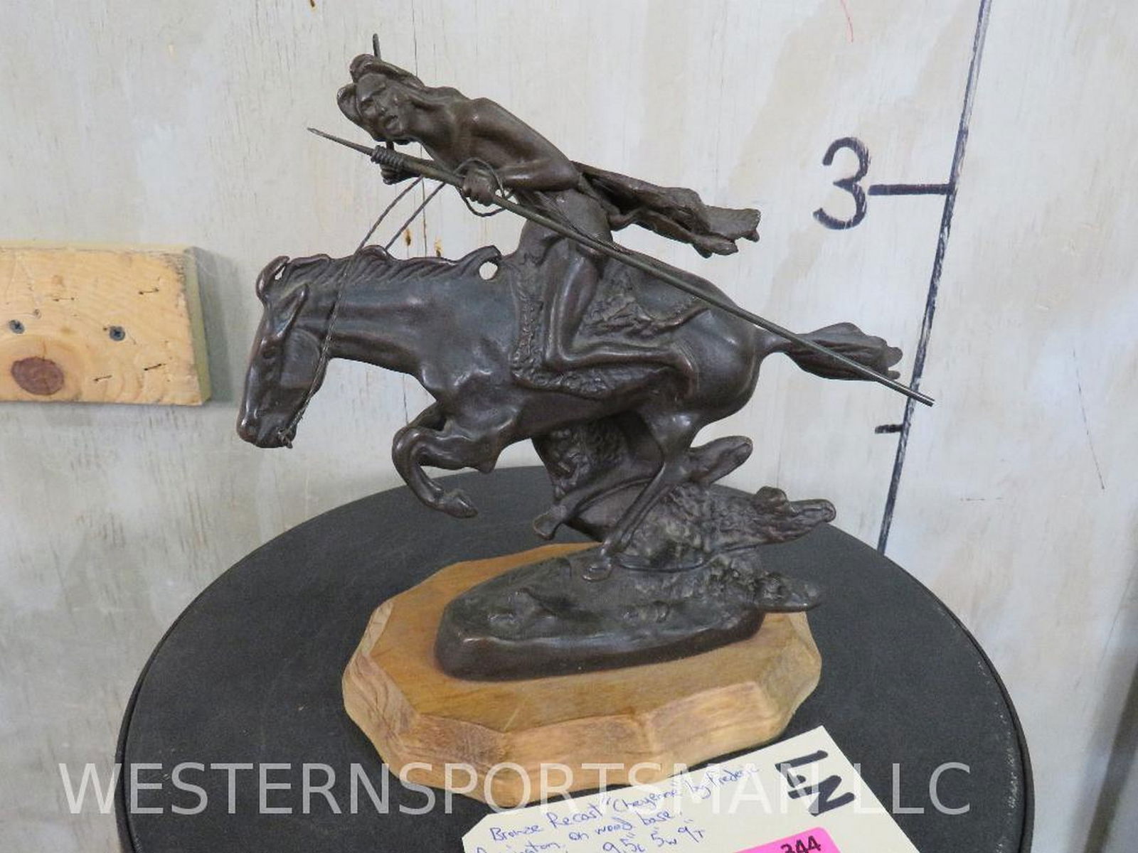 Bronze Recast "cheyenne" By Frederic Remington On Wood Base Auction