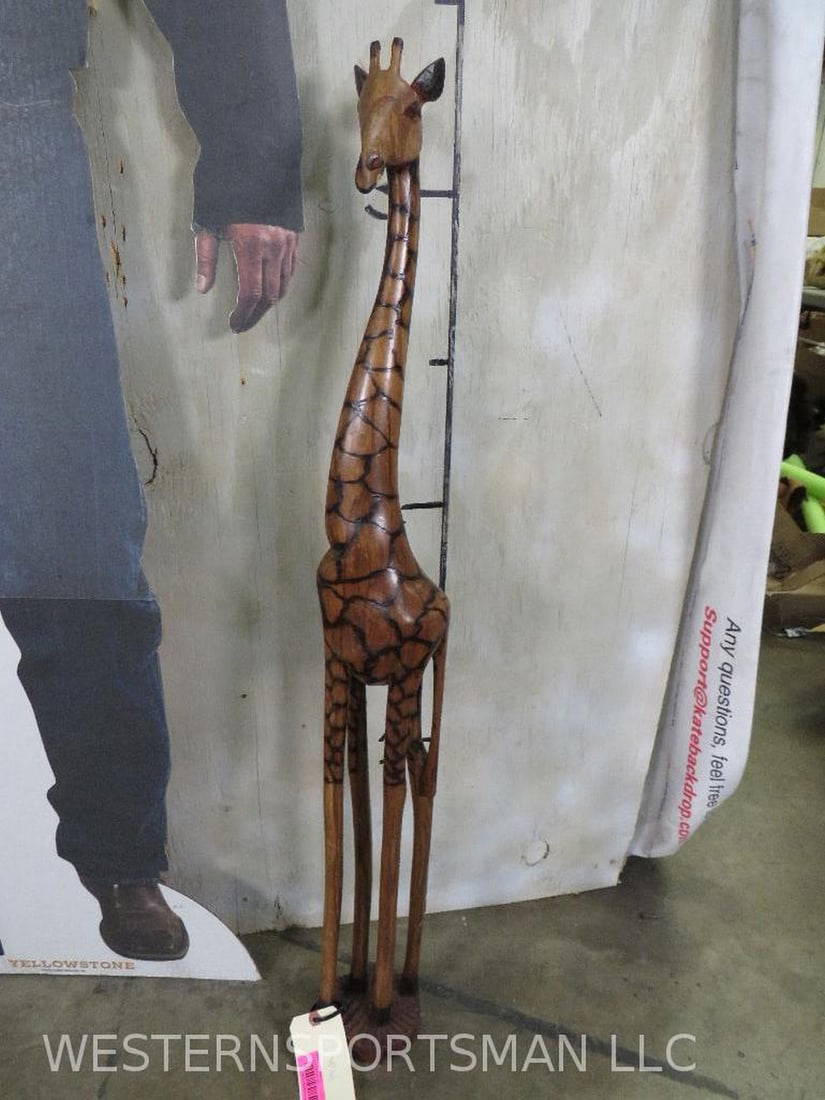 Wooden Giraffe Statue 40"t Decor Auction
