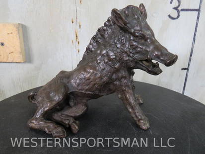 Small Bronze of Boar/Razorback (art gallery Antonio Frilli Florence Italy): 6.5"Lx3.5"Wx5.5"T 3.2lbs