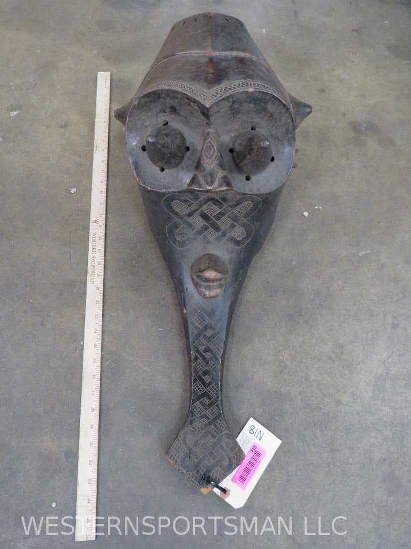 Stunning XL Hand Carved Wood Funeral Mask (Possibly Kuba) AFRICAN ART (1 of 12)