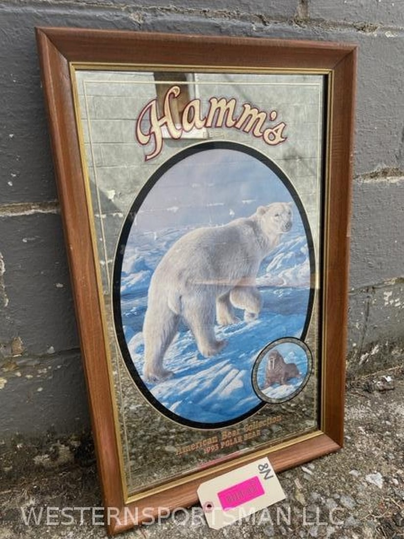 Hammâ€™s Beer, Mirror, American Bear Collection 1993, Polar Bear, 3rd in series, 24 (1 of 6)