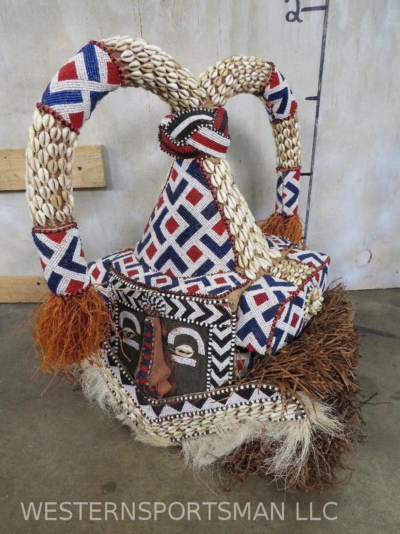 XL Mukenge Royal Helmet/Mask from Kuba Tribe of Congo AFRICAN ART (1 of 9)