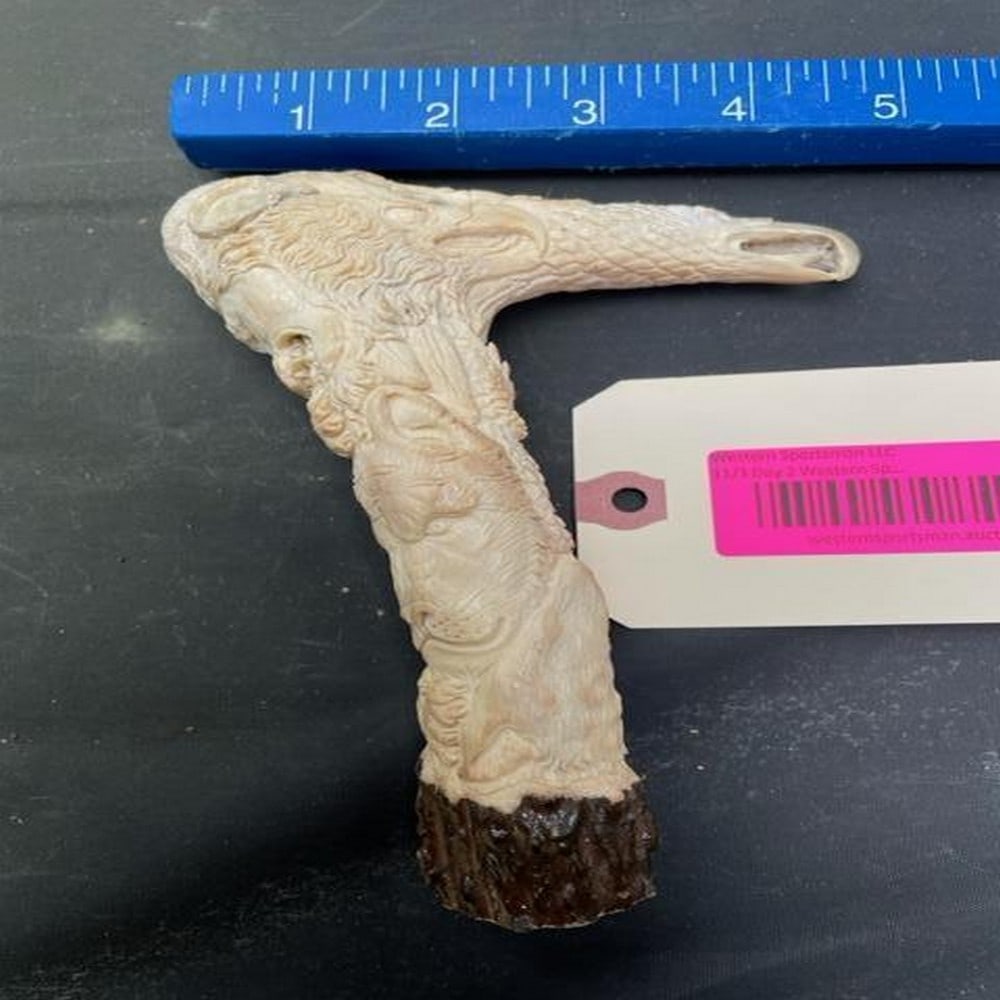 Beautiful carved Stag antler, Eagle, bear, lion, elephant, wolf. and Owl,, cane handle , taxidermy d: TAXIDERMY