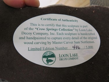 "Crow Springs Collection" by Loon Lake Decoy Company, Inc 486/5000