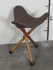 Genuine Buffalo Hide and Wooden Folding Seat/Stool Brand New