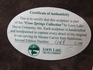 "Crow Springs Collection" by Loon Lake Decoy Company, Inc 1148/2100