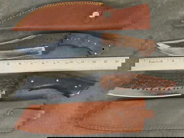 2 Knives w/Leather Sheaths (ONE$) KNIVES