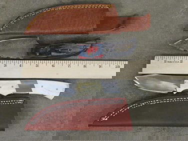 2 Knives w/Leather Sheaths (ONE$) KNIVES