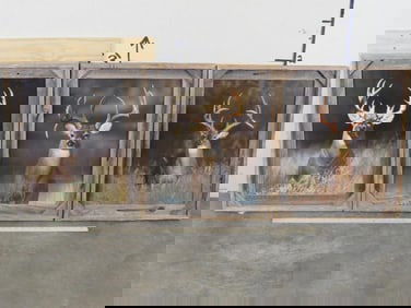 3 Framed Photos of Big Whitetail Bucks in Nice Rustic Frames(ONE$) CABIN DECOR