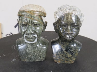 2 Miniature Stone Busts(ONE$) AFRICAN ART