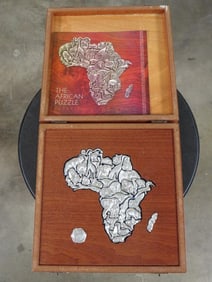 Puzzle of Africa in Wood Box -Product of Africa