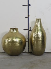 2 Big Hammered Brass look Jugs/Vases DECOR