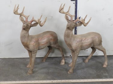 2 Deer Statues made of Resin w/Wood Appearance (ONE$) CABIN DECOR