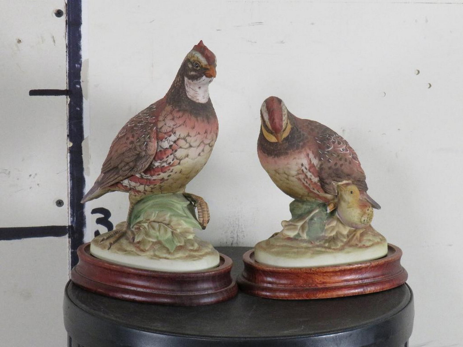Ceramic Art on Wood Bases, Bobwhite by Andrea Sadek 1976: 6.5"x9"& 6.5"x7"