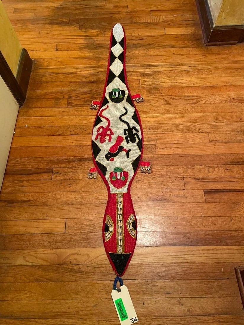 Awesome old, African tribal bead and shell, art work - wall hanging, almost 5 foot long X 10 inches (1 of 4)