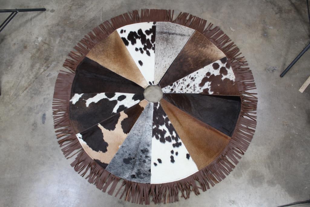 Brand New Cowhide Patchwork Christmas Tree Skirt w/Leather Fringe LEATHER GOODS (1 of 6)